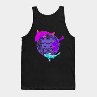 Double Happiness with Vivid Koi Fish and Purple Symbol - Hong Kong Retro Tank Top